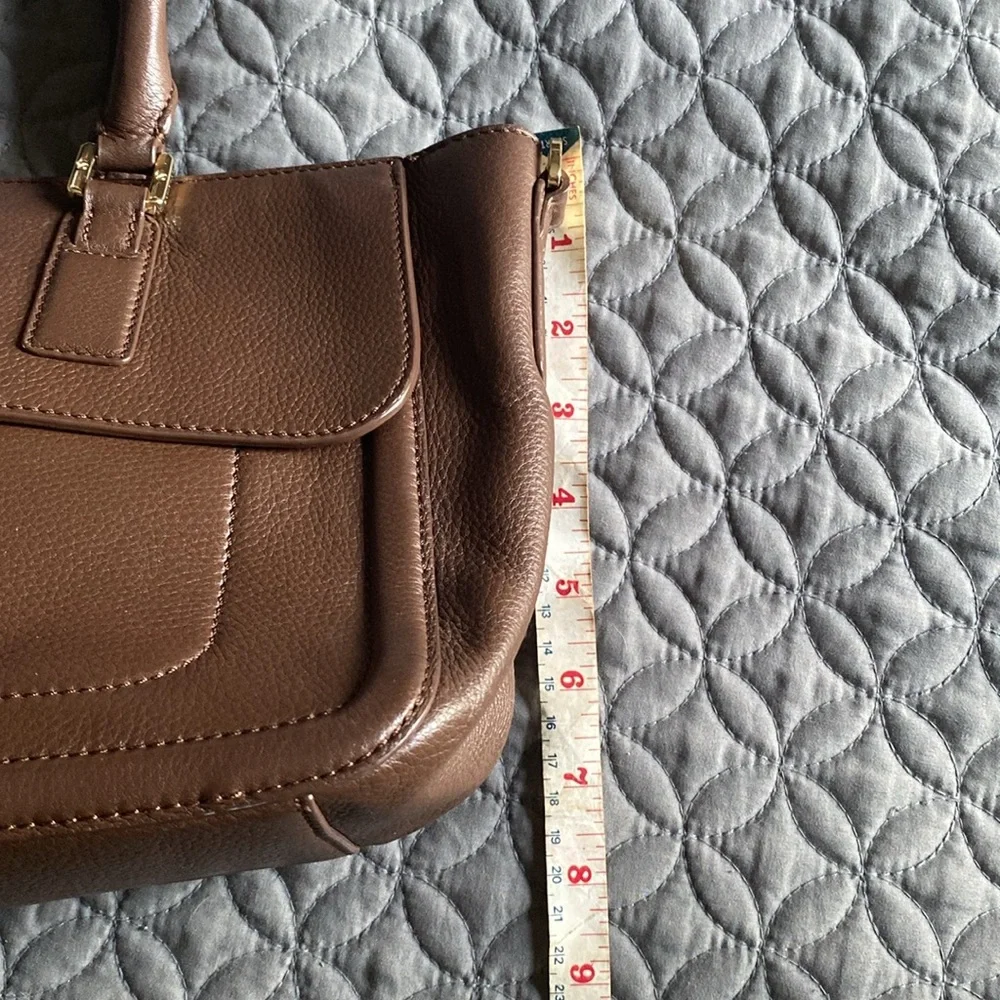 Tory Burch Brown Leather Satchel with Gold Hardware